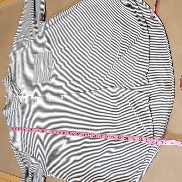 a new day size XXL Blue White Stripe Button Down Shirt with Single Chest Pocket - Picture 10 of 13